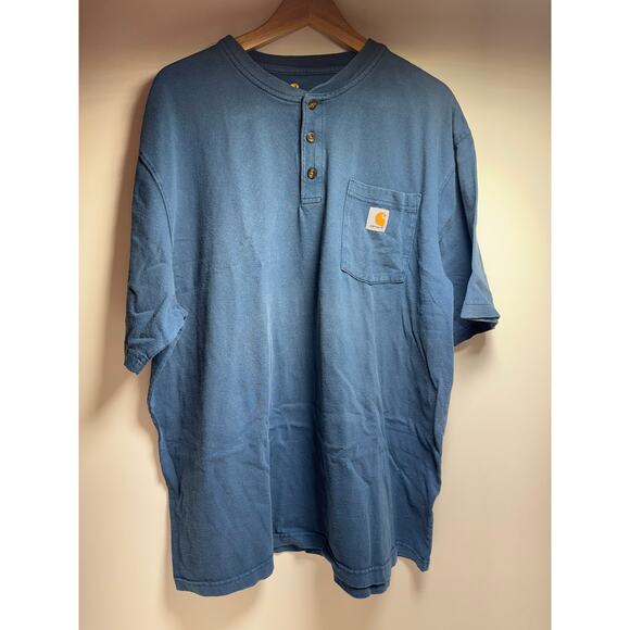 Carhartt Men’s Short Sleeve Henley T Shirt Blue Sz XL Original Fit Workwear - Picture 7 of 8